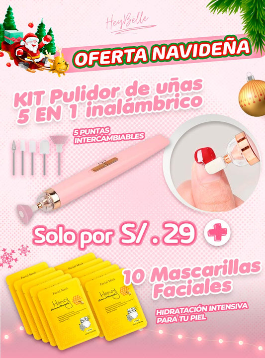 Kit pulidor de uñas + 10 mascarillas faciales